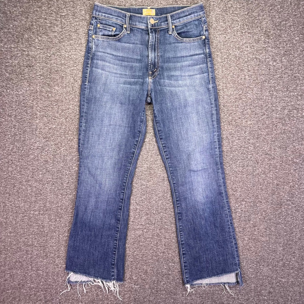Mother The Insider Crop Step Fray Women 28x25 Blue Slim Bootcut Casual High Rise - Picture 5 of 16